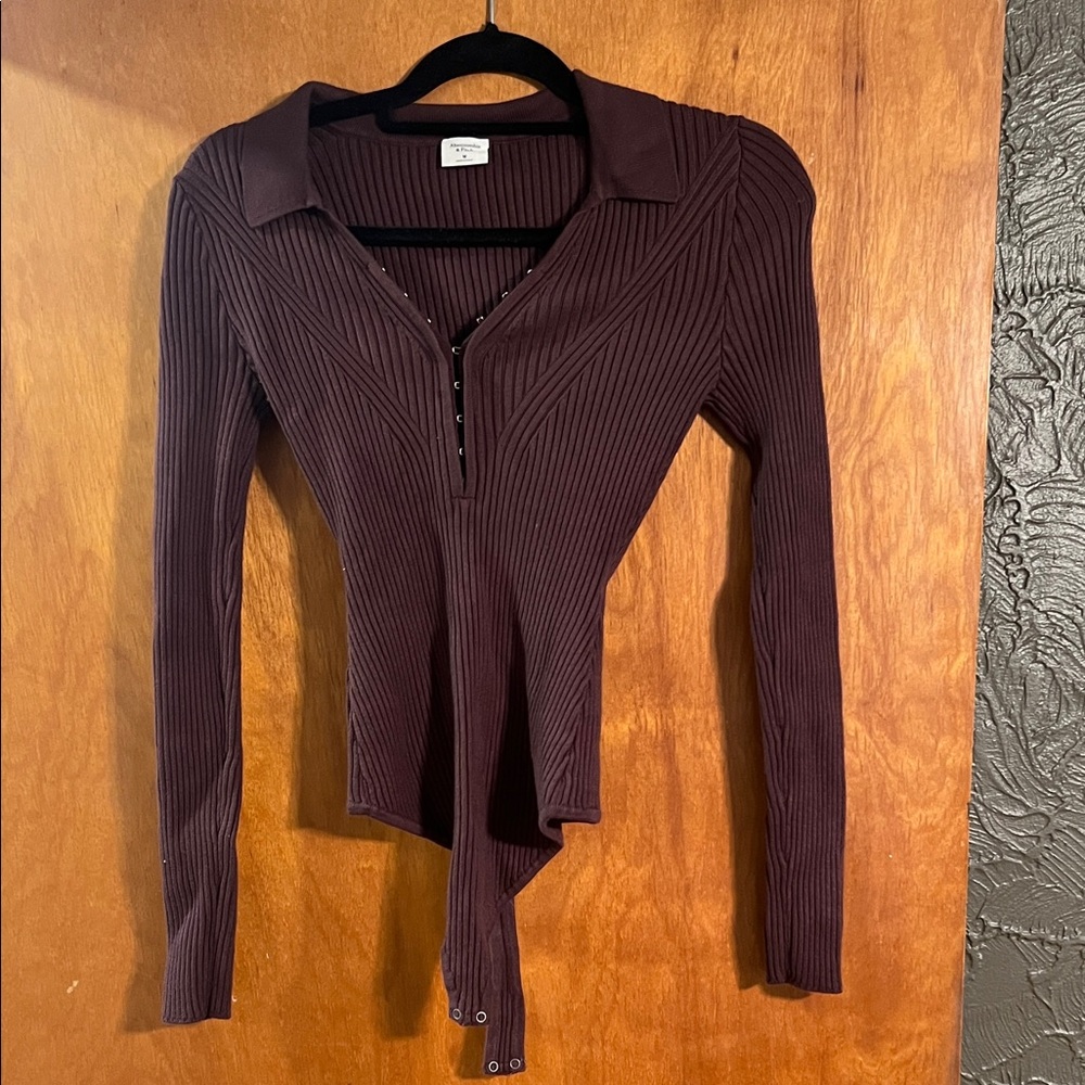 Abercrombie & Fitch Dark Brown Ribbed Bodysuit